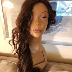 Elegant Brown Wavy Hair Wig synthetic 28 Inches